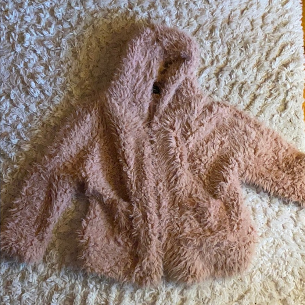 pink fluffy jacket
